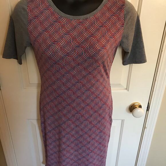 Multicolor LulaRoe Julia Dress Raglan sleeves Sz M - Picture 3 of 7